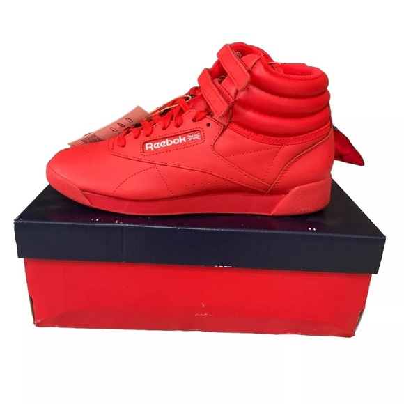 NWT REEBOK FREESTYLE HI WOMENS SZ 7 RETRO/VINTAGE 80’S STYLE SNEAKERS SHOES RED - Picture 2 of 7